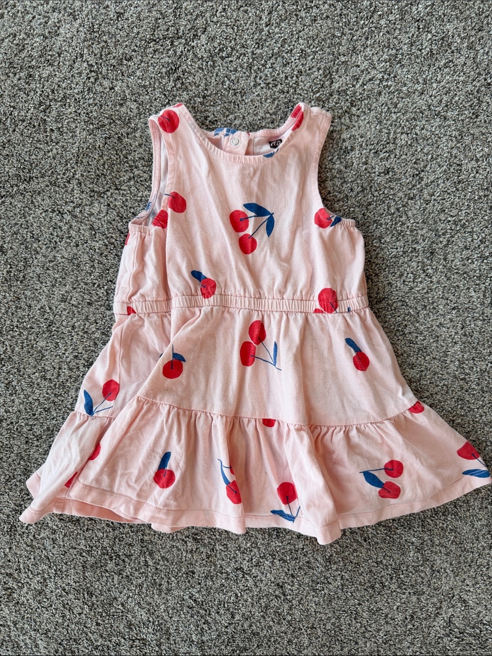 Tea Collection Pink Dress with Red Cherry Print